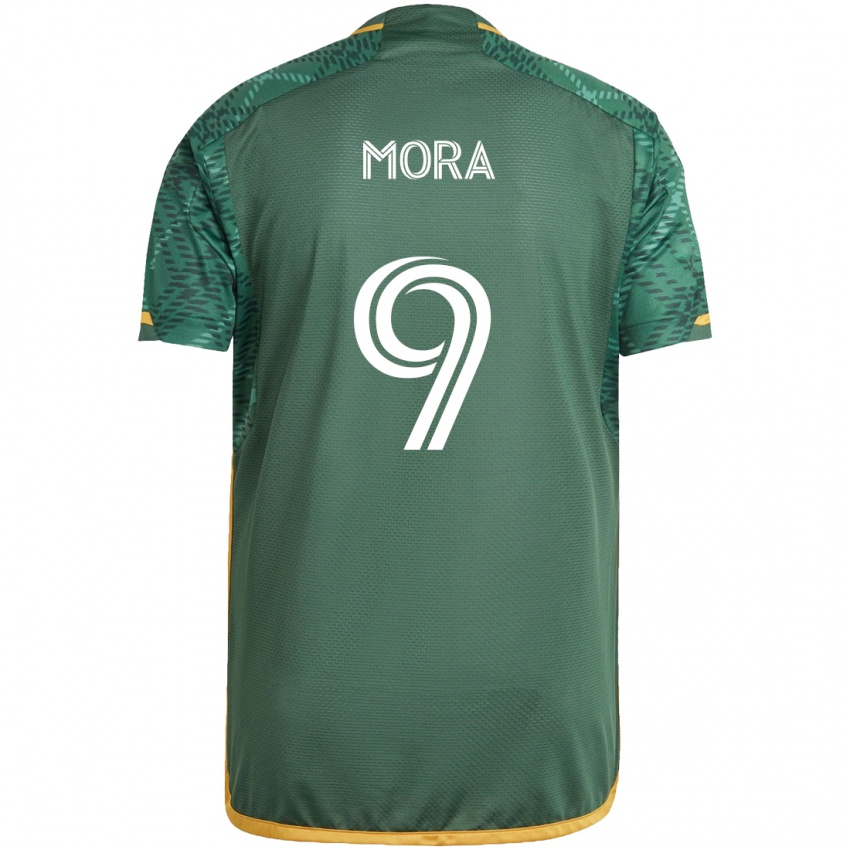 Niño Camiseta Felipe Mora #9 Verde Naranja 1ª Equipación 2024/25 La Camisa Perú