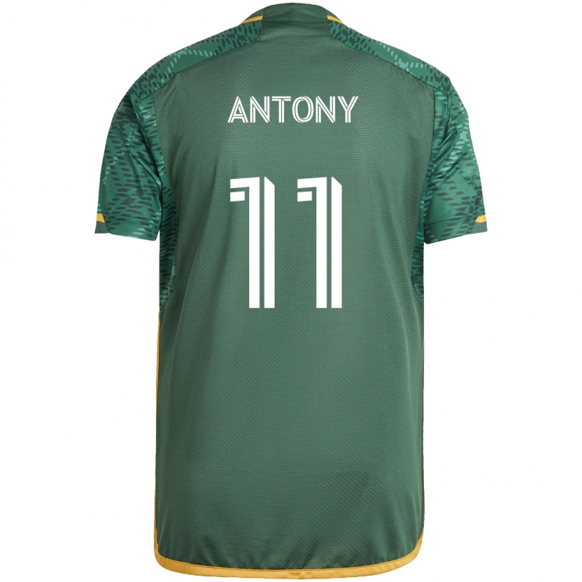 Niño Camiseta Antony #11 Verde Naranja 1ª Equipación 2024/25 La Camisa Perú