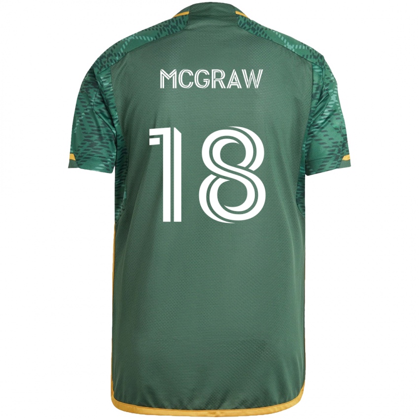 Niño Camiseta Zac Mcgraw #18 Verde Naranja 1ª Equipación 2024/25 La Camisa Perú