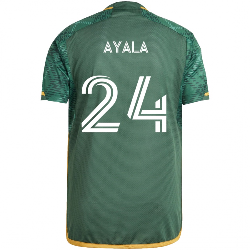 Niño Camiseta David Ayala #24 Verde Naranja 1ª Equipación 2024/25 La Camisa Perú