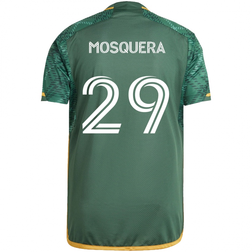 Niño Camiseta Juan David Mosquera #29 Verde Naranja 1ª Equipación 2024/25 La Camisa Perú