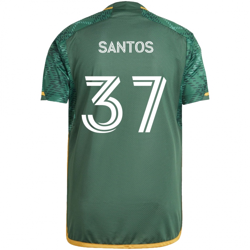 Niño Camiseta Noah Santos #37 Verde Naranja 1ª Equipación 2024/25 La Camisa Perú