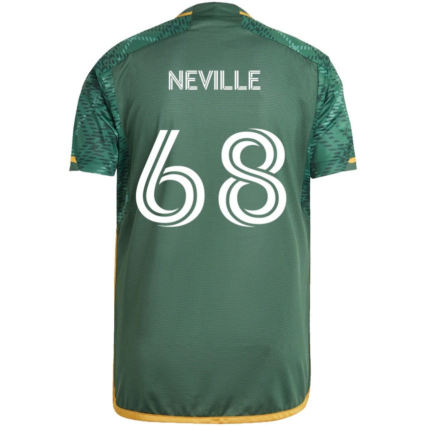 Niño Camiseta Harvey Neville #68 Verde Naranja 1ª Equipación 2024/25 La Camisa Perú