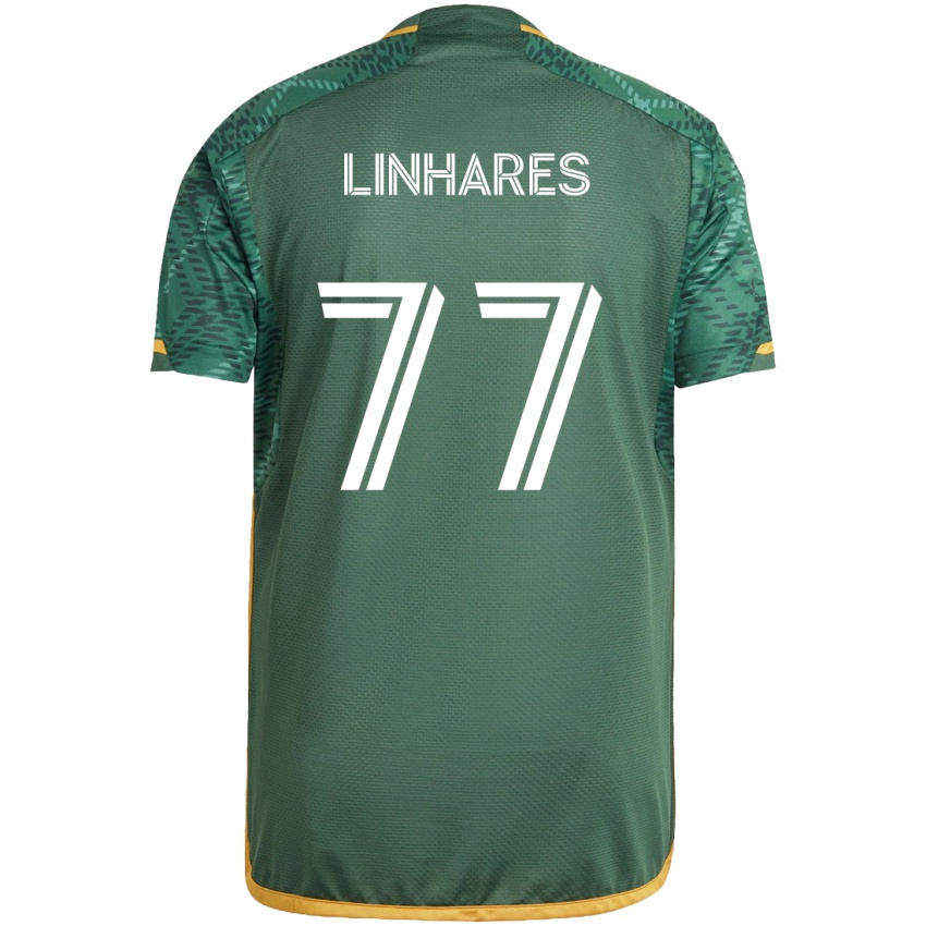 Niño Camiseta Kyle Linhares #77 Verde Naranja 1ª Equipación 2024/25 La Camisa Perú