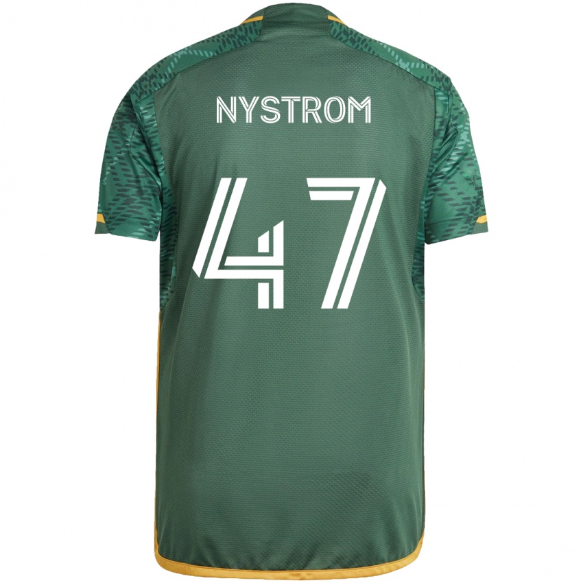 Niño Camiseta Maximo Nystrom #47 Verde Naranja 1ª Equipación 2024/25 La Camisa Perú