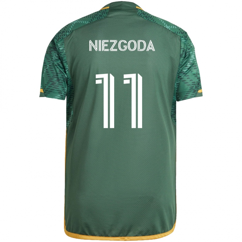 Niño Camiseta Jaroslaw Niezgoda #11 Verde Naranja 1ª Equipación 2024/25 La Camisa Perú