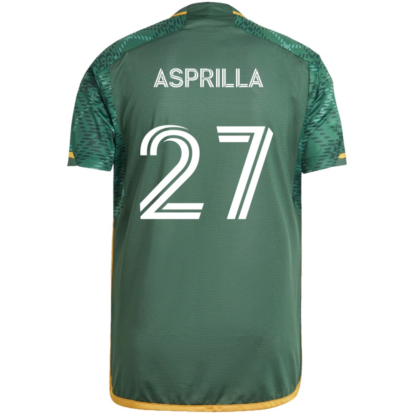 Niño Camiseta Dairon Asprilla #27 Verde Naranja 1ª Equipación 2024/25 La Camisa Perú