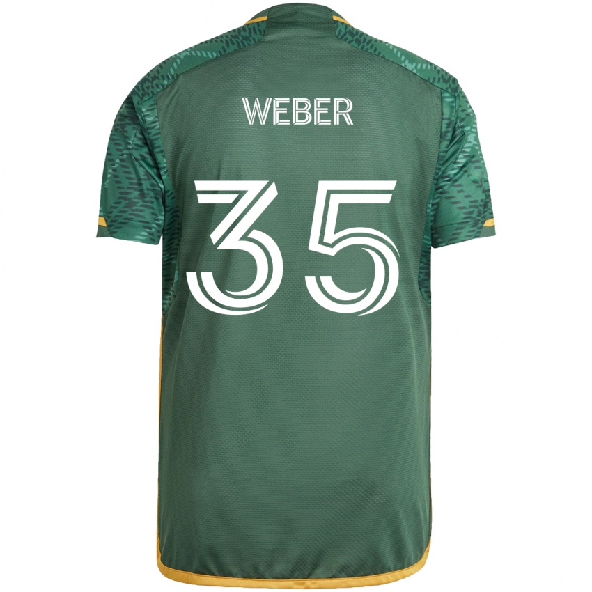 Niño Camiseta Tristan Weber #35 Verde Naranja 1ª Equipación 2024/25 La Camisa Perú