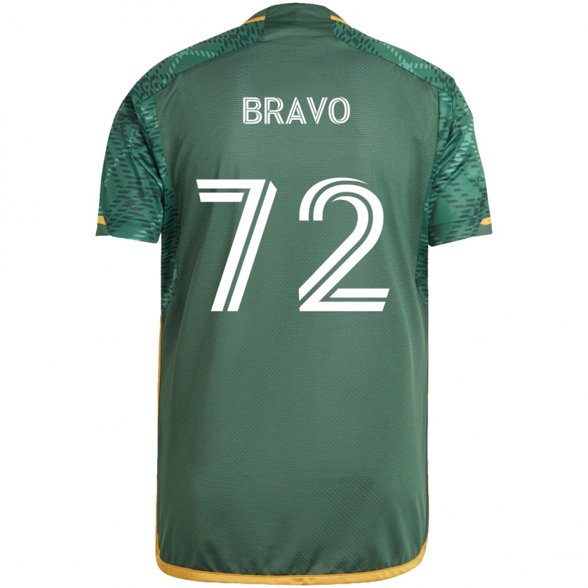 Niño Camiseta Julian Bravo #72 Verde Naranja 1ª Equipación 2024/25 La Camisa Perú