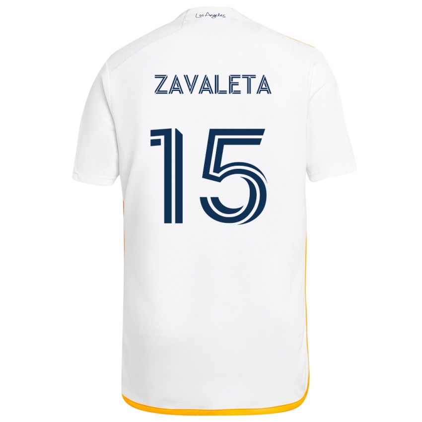 Niño Camiseta Eriq Zavaleta #15 Blanco Amarillo 1ª Equipación 2024/25 La Camisa Perú