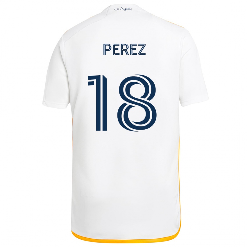 Niño Camiseta Jonathan Pérez #18 Blanco Amarillo 1ª Equipación 2024/25 La Camisa Perú