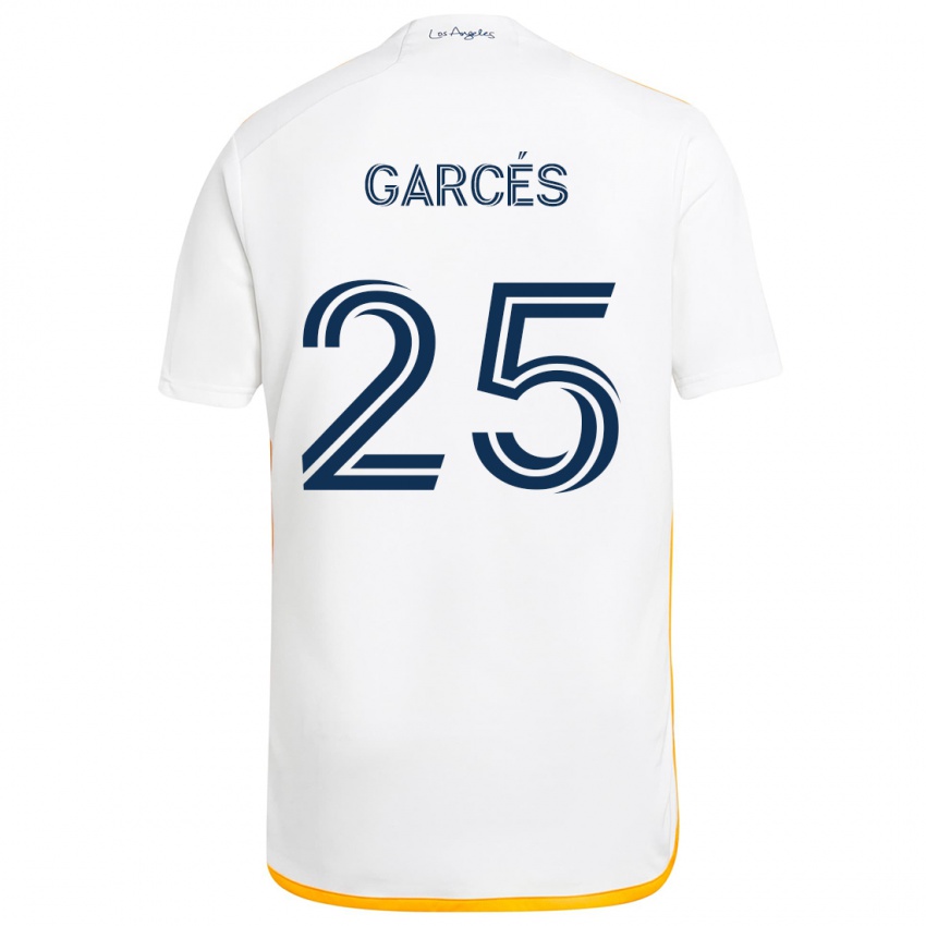 Niño Camiseta Carlos Garcés #25 Blanco Amarillo 1ª Equipación 2024/25 La Camisa Perú