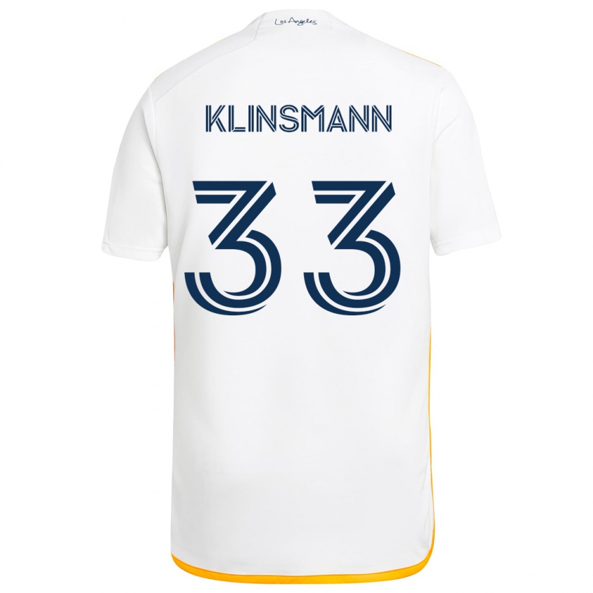 Niño Camiseta Jonathan Klinsmann #33 Blanco Amarillo 1ª Equipación 2024/25 La Camisa Perú