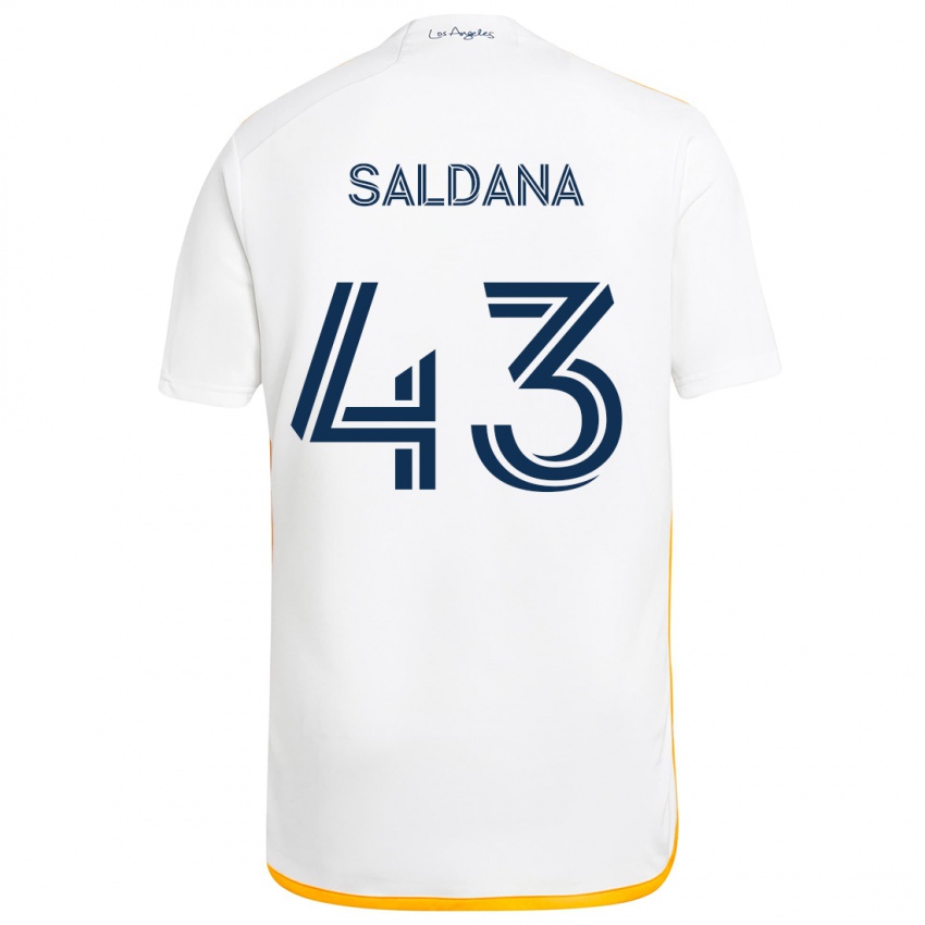 Niño Camiseta Adam Saldaña #43 Blanco Amarillo 1ª Equipación 2024/25 La Camisa Perú