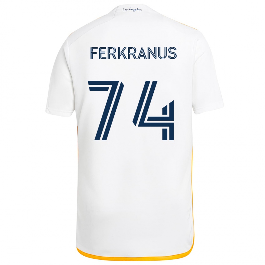 Niño Camiseta Marcus Ferkranus #74 Blanco Amarillo 1ª Equipación 2024/25 La Camisa Perú