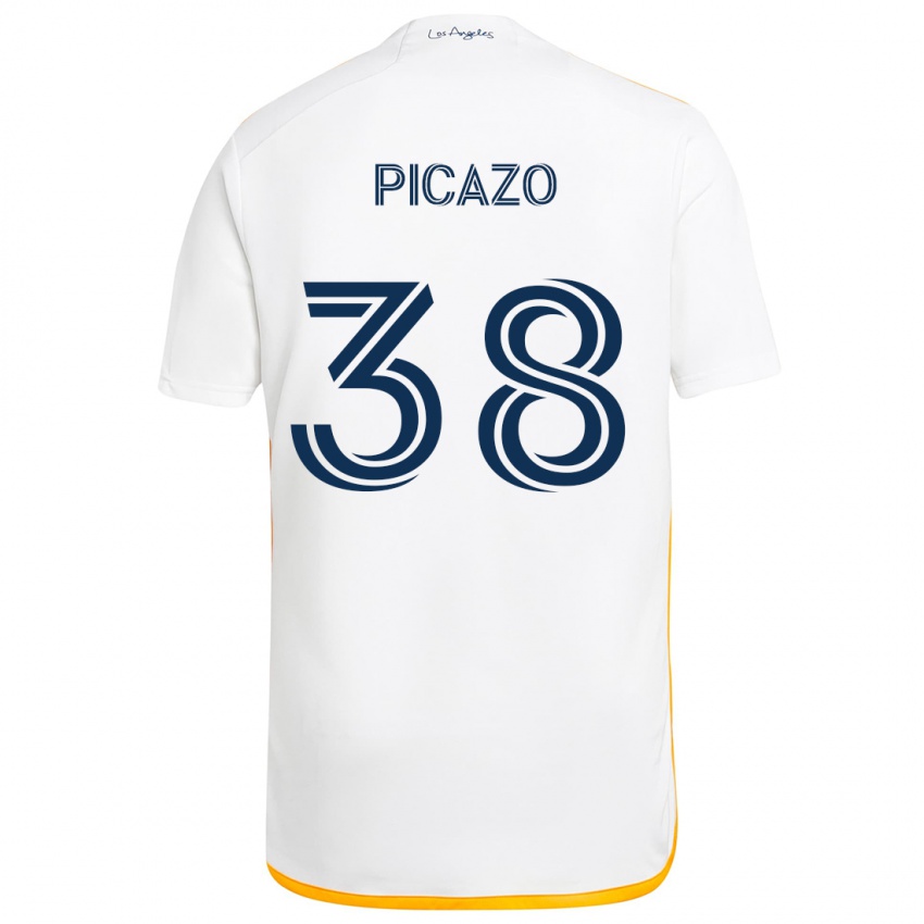 Niño Camiseta Axel Picazo #38 Blanco Amarillo 1ª Equipación 2024/25 La Camisa Perú