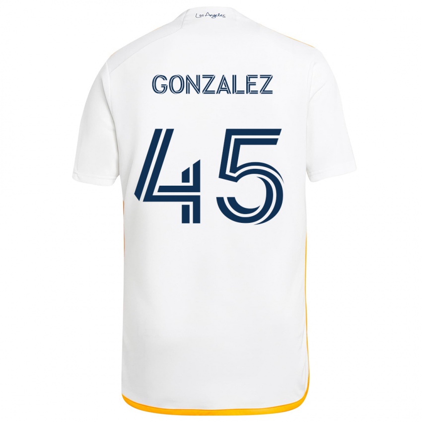 Niño Camiseta Adrián González #45 Blanco Amarillo 1ª Equipación 2024/25 La Camisa Perú