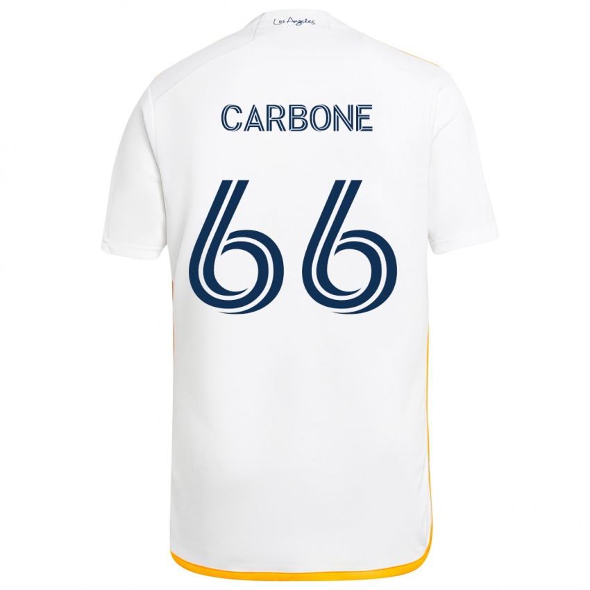 Niño Camiseta Matteo Carbone #66 Blanco Amarillo 1ª Equipación 2024/25 La Camisa Perú