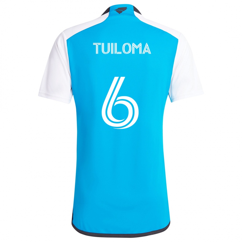 Niño Camiseta Bill Tuiloma #6 Azul Blanco 1ª Equipación 2024/25 La Camisa Perú