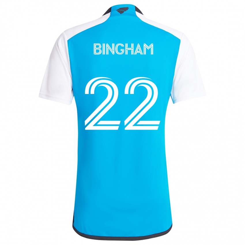 Niño Camiseta David Bingham #22 Azul Blanco 1ª Equipación 2024/25 La Camisa Perú