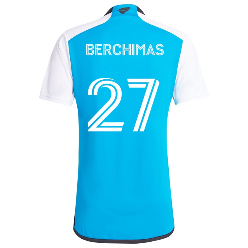 Niño Camiseta Nimfasha Berchimas #27 Azul Blanco 1ª Equipación 2024/25 La Camisa Perú