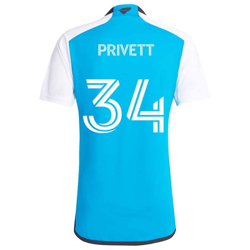 Niño Camiseta Andrew Privett #34 Azul Blanco 1ª Equipación 2024/25 La Camisa Perú