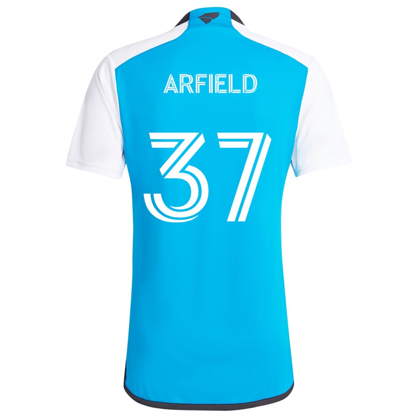 Niño Camiseta Scott Arfield #37 Azul Blanco 1ª Equipación 2024/25 La Camisa Perú