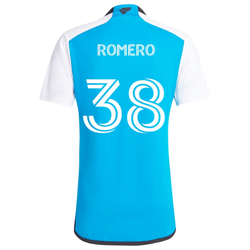 Niño Camiseta Brian Romero #38 Azul Blanco 1ª Equipación 2024/25 La Camisa Perú