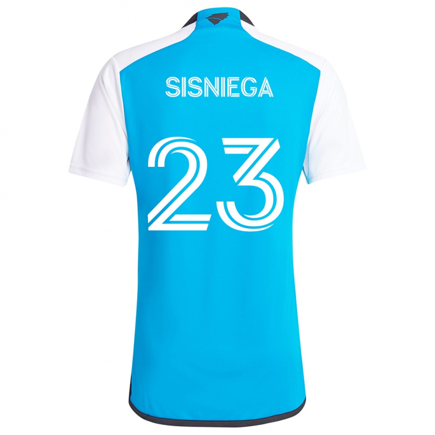 Niño Camiseta Pablo Sisniega #23 Azul Blanco 1ª Equipación 2024/25 La Camisa Perú