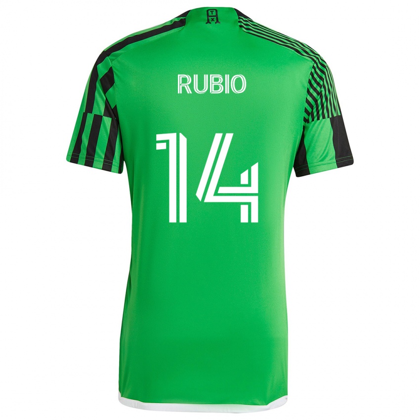 Niño Camiseta Diego Rubio #14 Verde Negro 1ª Equipación 2024/25 La Camisa Perú