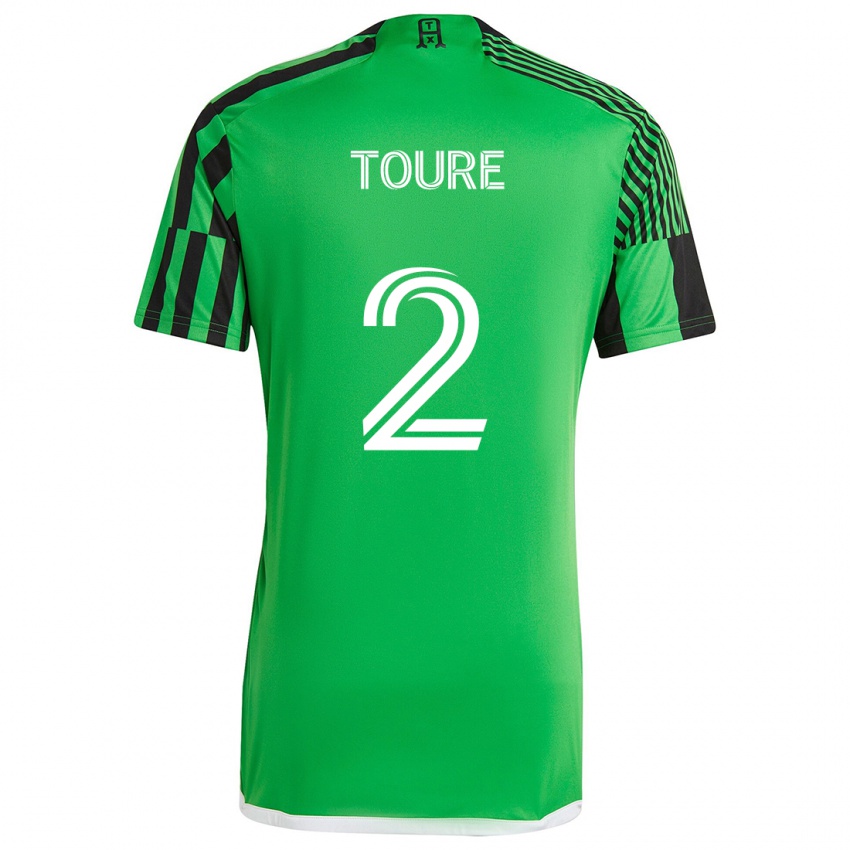 Niño Camiseta Cheick Touré #2 Verde Negro 1ª Equipación 2024/25 La Camisa Perú