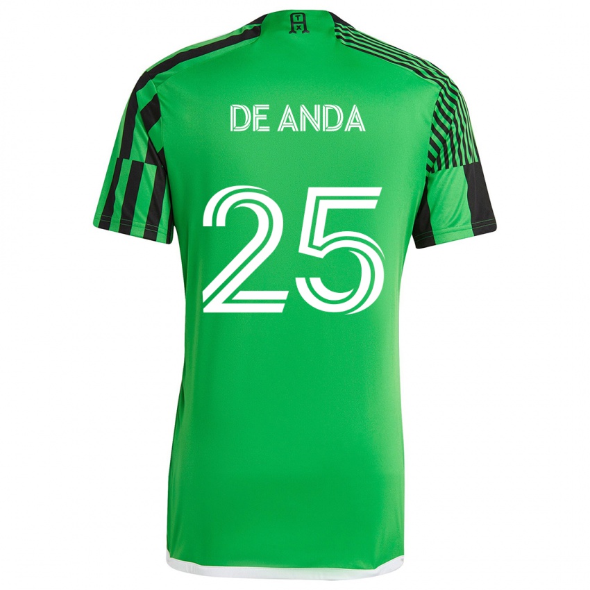 Niño Camiseta Anthony De Anda #25 Verde Negro 1ª Equipación 2024/25 La Camisa Perú