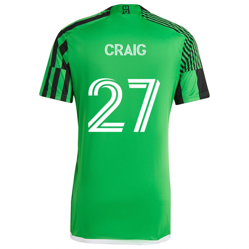 Niño Camiseta Brandan Craig #27 Verde Negro 1ª Equipación 2024/25 La Camisa Perú