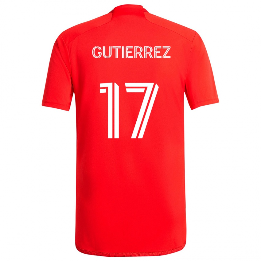 Niño Camiseta Brian Gutiérrez #17 Rojo Blanco 1ª Equipación 2024/25 La Camisa Perú