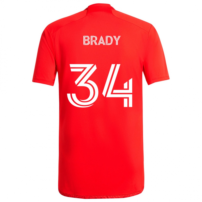 Niño Camiseta Chris Brady #34 Rojo Blanco 1ª Equipación 2024/25 La Camisa Perú