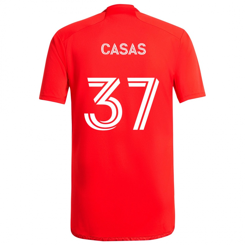 Niño Camiseta Javier Casas #37 Rojo Blanco 1ª Equipación 2024/25 La Camisa Perú