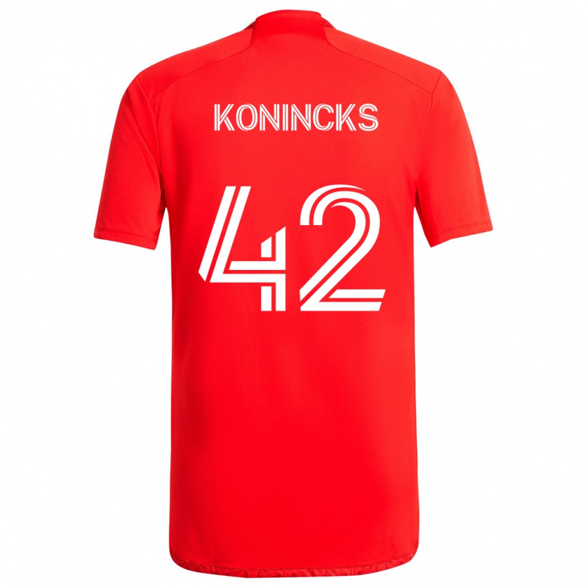 Niño Camiseta Diego Konincks #42 Rojo Blanco 1ª Equipación 2024/25 La Camisa Perú