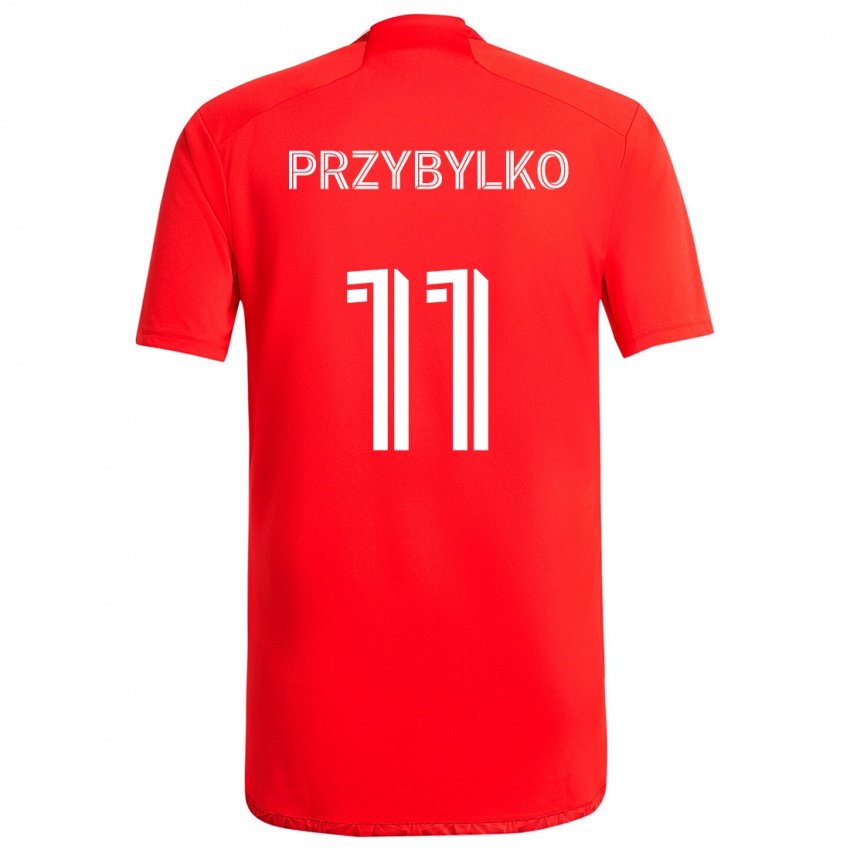 Niño Camiseta Kacper Przybylko #11 Rojo Blanco 1ª Equipación 2024/25 La Camisa Perú