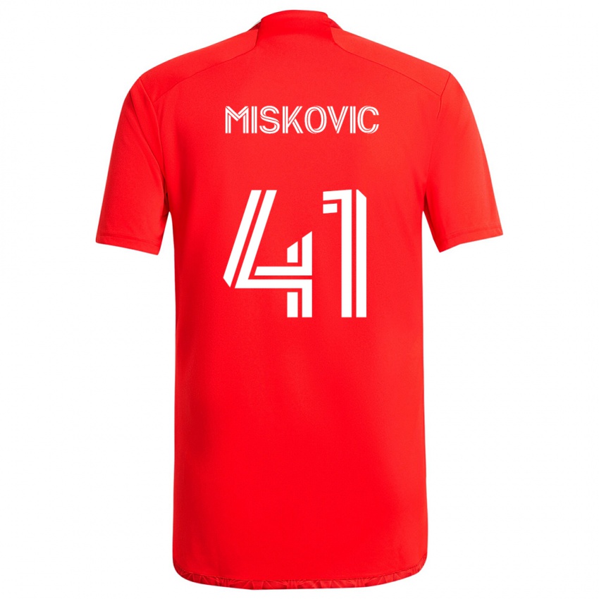 Niño Camiseta Mihajlo Miskovic #41 Rojo Blanco 1ª Equipación 2024/25 La Camisa Perú