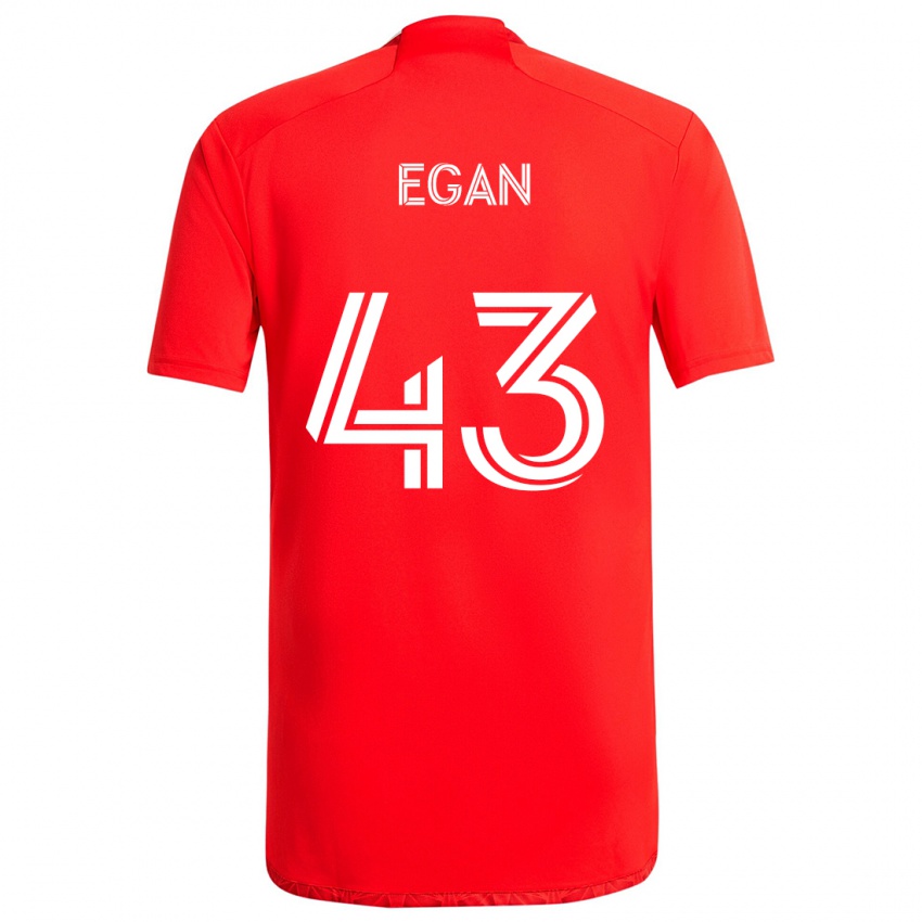 Niño Camiseta Noah Egan #43 Rojo Blanco 1ª Equipación 2024/25 La Camisa Perú