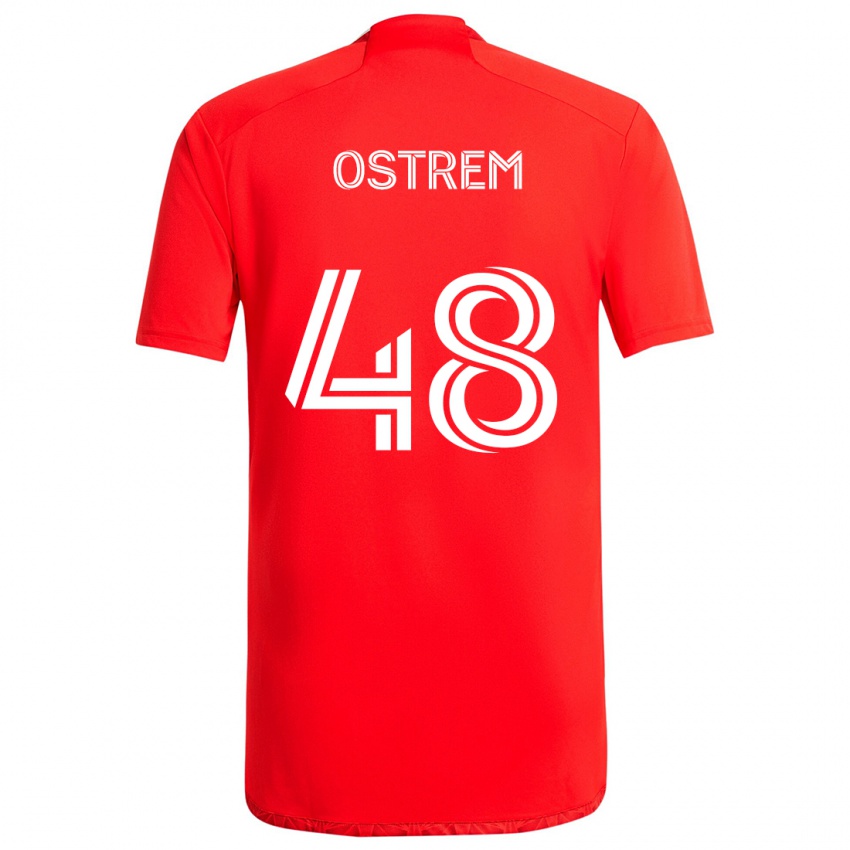 Niño Camiseta Charlie Ostrem #48 Rojo Blanco 1ª Equipación 2024/25 La Camisa Perú