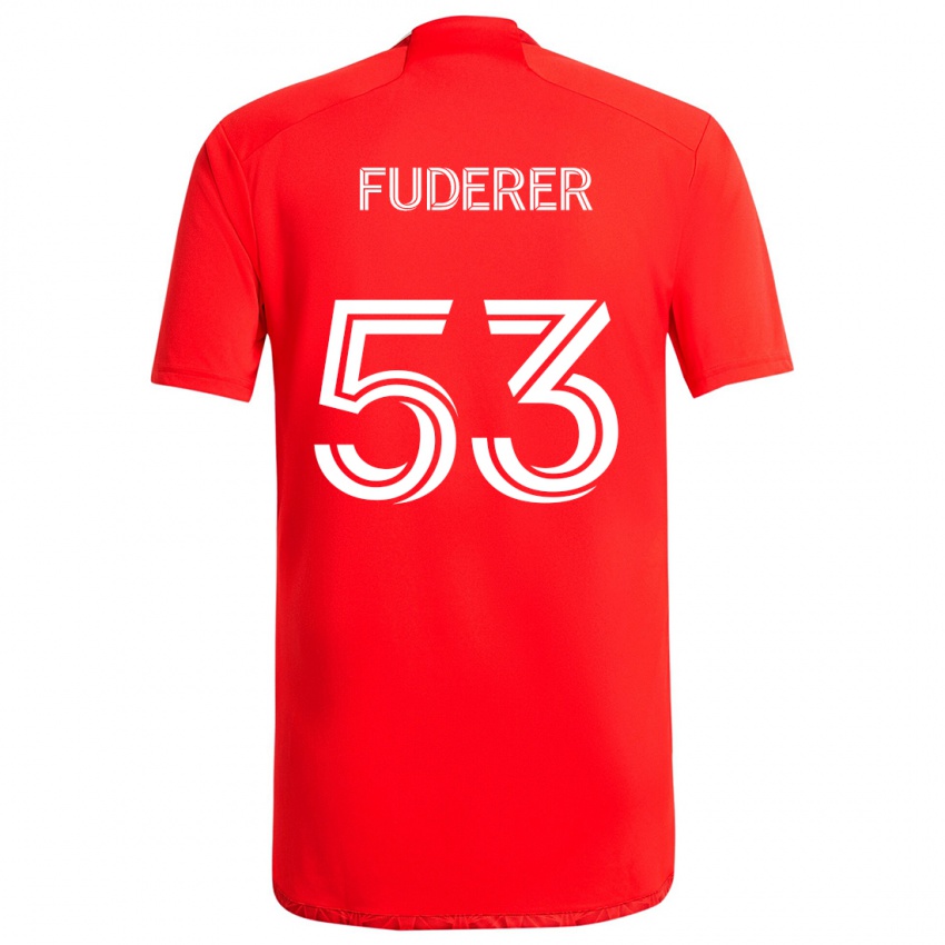 Niño Camiseta Jake Fuderer #53 Rojo Blanco 1ª Equipación 2024/25 La Camisa Perú