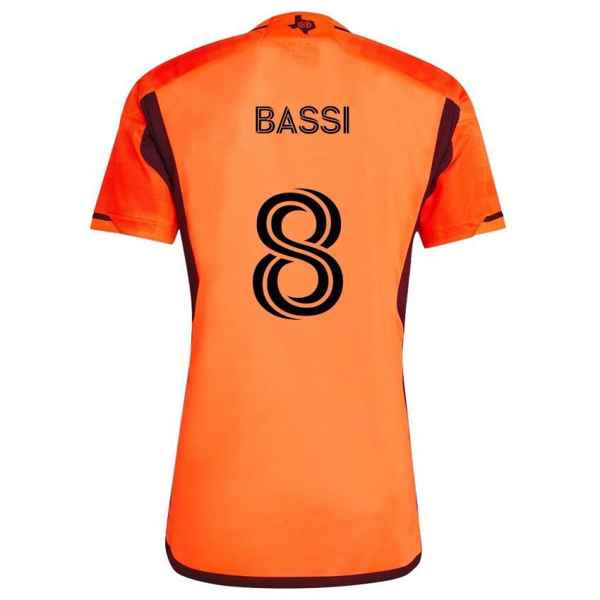 Niño Camiseta Amine Bassi #8 Naranja Negro 1ª Equipación 2024/25 La Camisa Perú