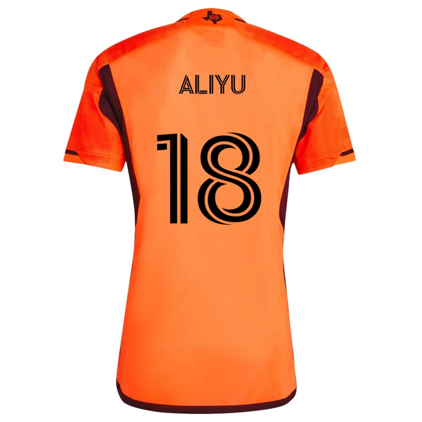 Niño Camiseta Ibrahim Aliyu #18 Naranja Negro 1ª Equipación 2024/25 La Camisa Perú