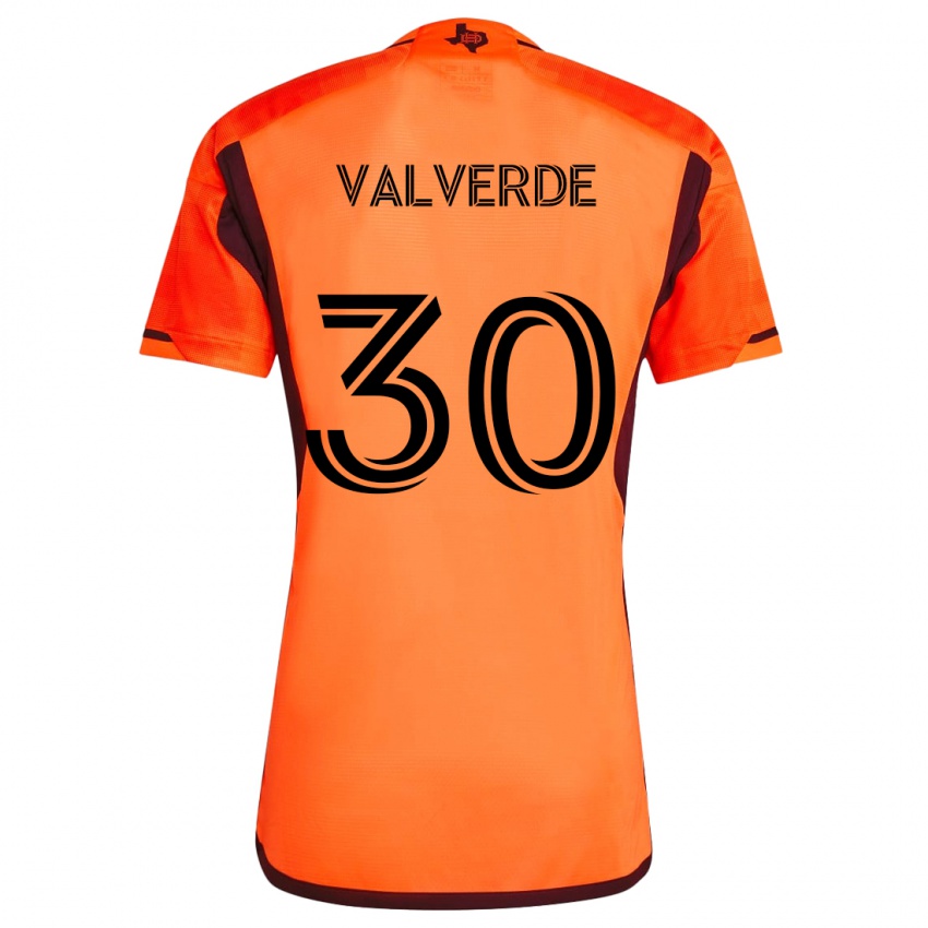 Niño Camiseta Jefferson Valverde #30 Naranja Negro 1ª Equipación 2024/25 La Camisa Perú