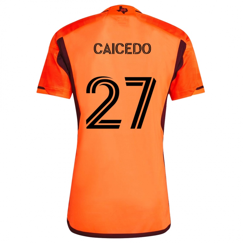 Niño Camiseta Luis Caicedo #27 Naranja Negro 1ª Equipación 2024/25 La Camisa Perú