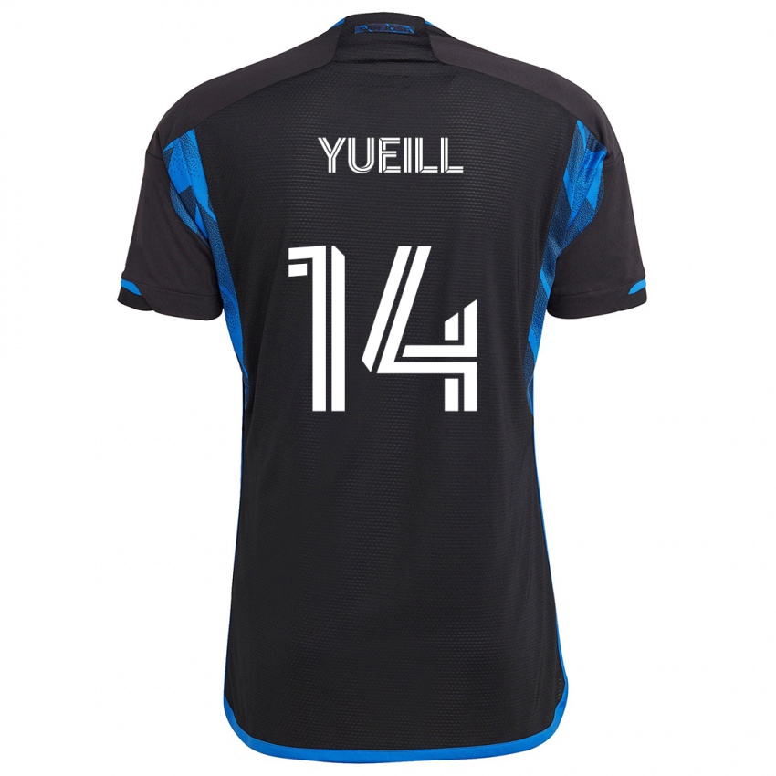 Niño Camiseta Jackson Yueill #14 Azul Negro 1ª Equipación 2024/25 La Camisa Perú