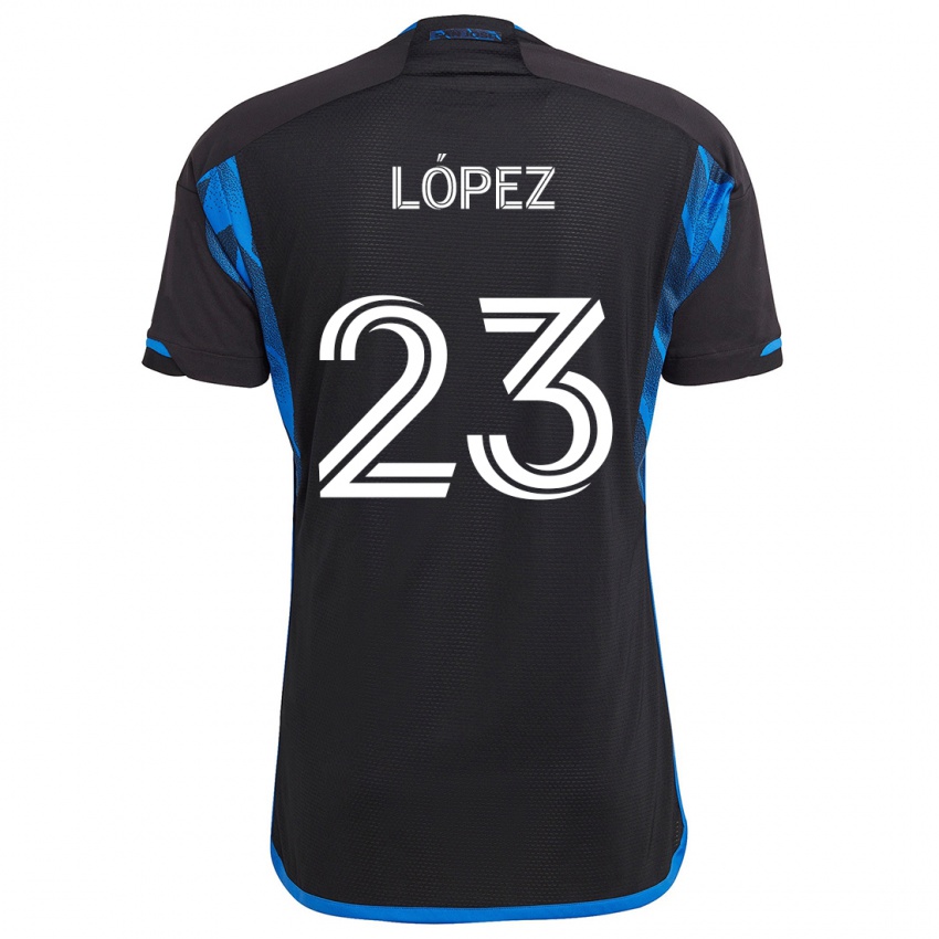 Niño Camiseta Hernán López #23 Azul Negro 1ª Equipación 2024/25 La Camisa Perú