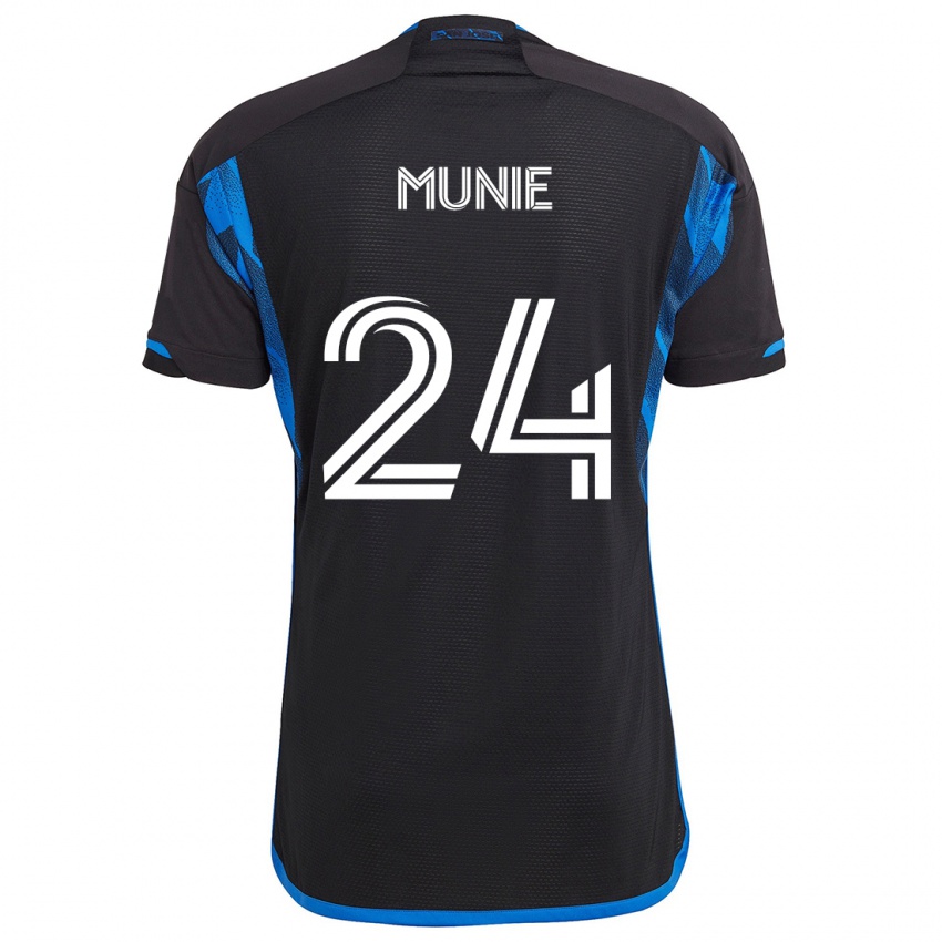 Niño Camiseta Daniel Munie #24 Azul Negro 1ª Equipación 2024/25 La Camisa Perú