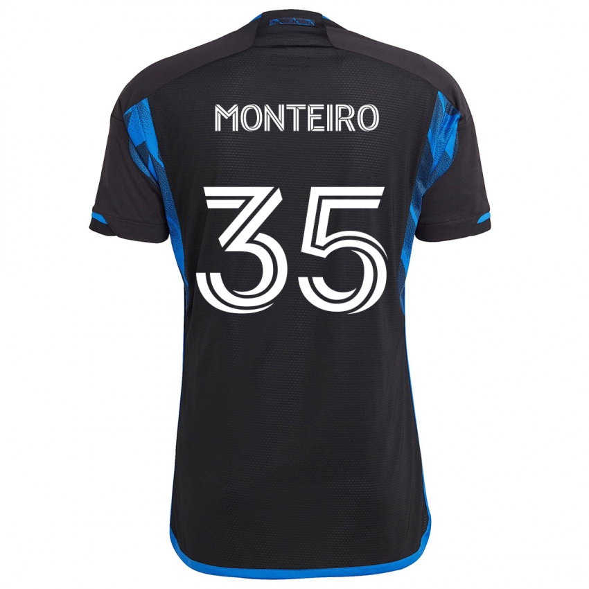 Niño Camiseta Jamiro Monteiro #35 Azul Negro 1ª Equipación 2024/25 La Camisa Perú